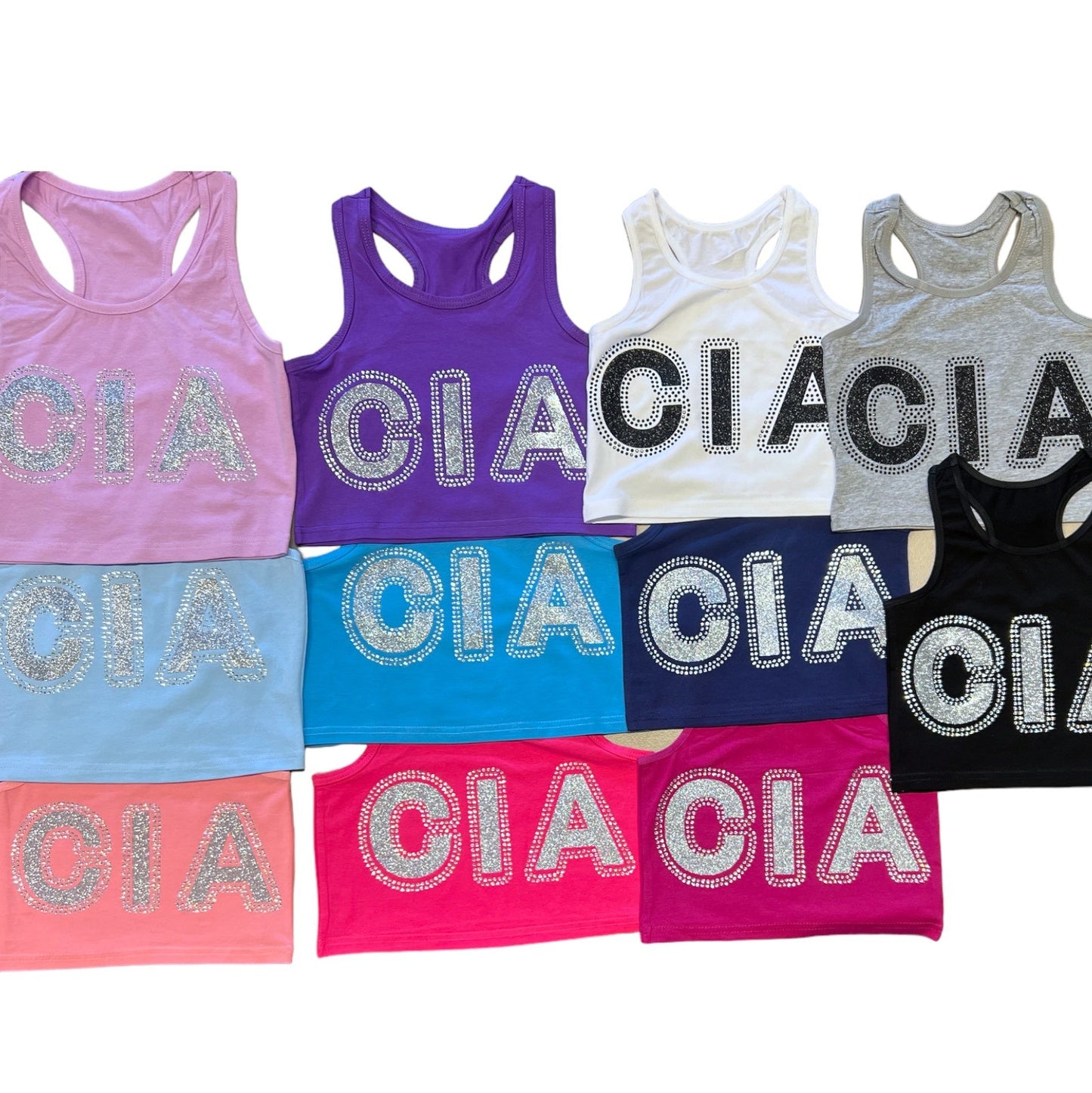 CIA Glitter & Rhinestone Crop Tank